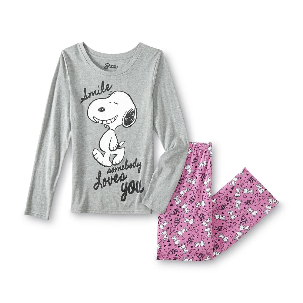 Peanuts By Schulz Women's Pajama Shirt & Pants - Snoopy & Charlie Brown