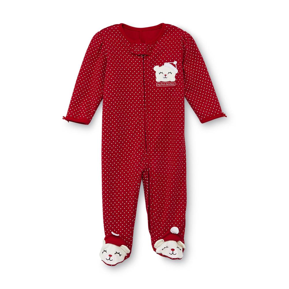 Little Wonders Newborn Girl's Sleeper Footed Pajamas - My First Christmas