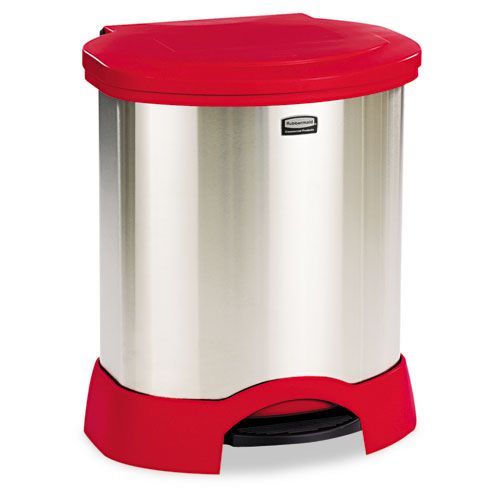 Rubbermaid RCP614687RD Step-On Container, Stainless Steel, 23 gal, Red
