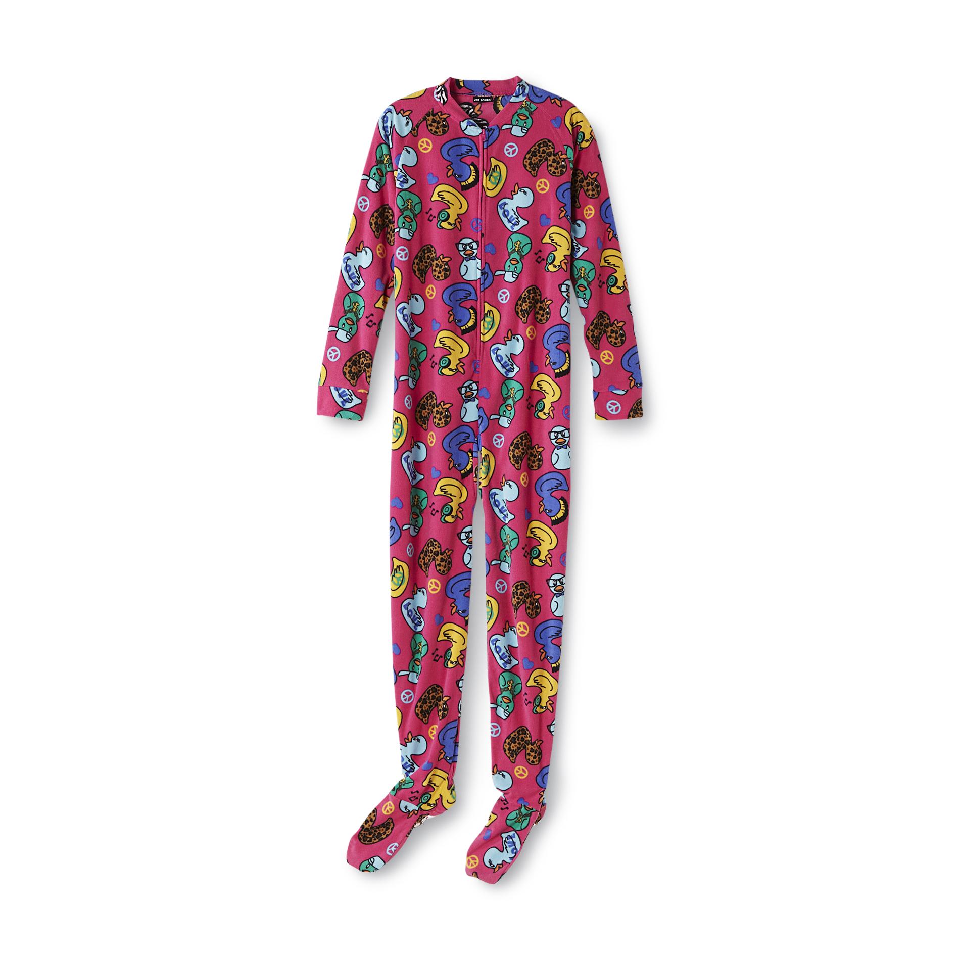 Joe Boxer Women's Fleece Footed Pajamas - Ducks