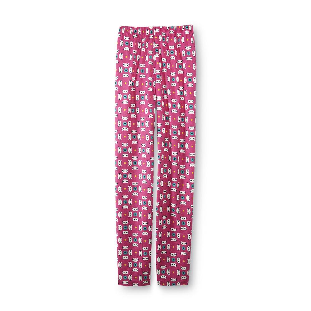 Joe Boxer Women's Flannel Pajama Top & Pants - Floral & Cats