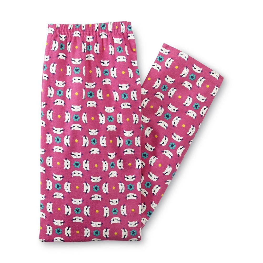 Joe Boxer Women's Flannel Pajama Top & Pants - Floral & Cats