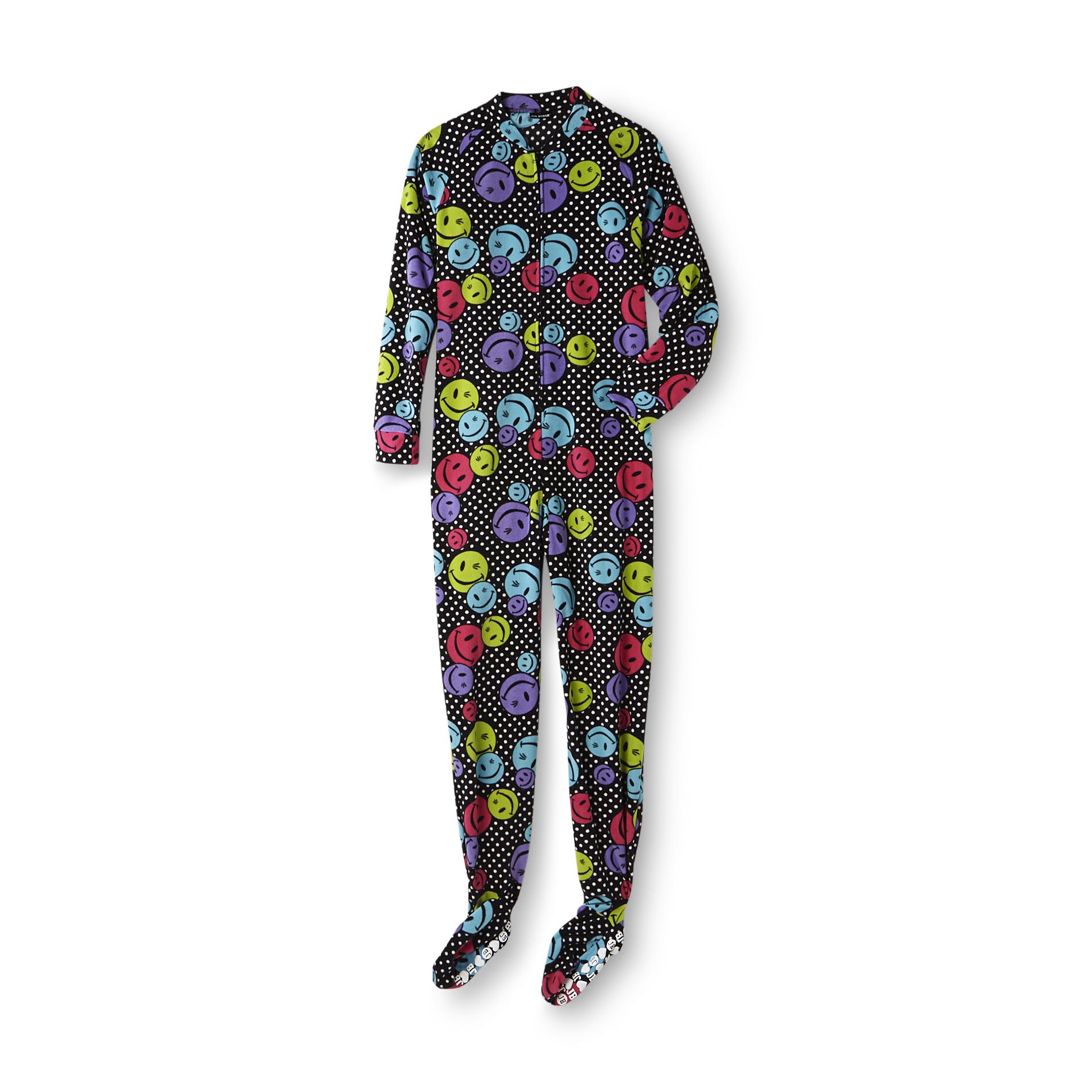 Joe Boxer Women's Fleece Footed Pajamas - Polka Dot