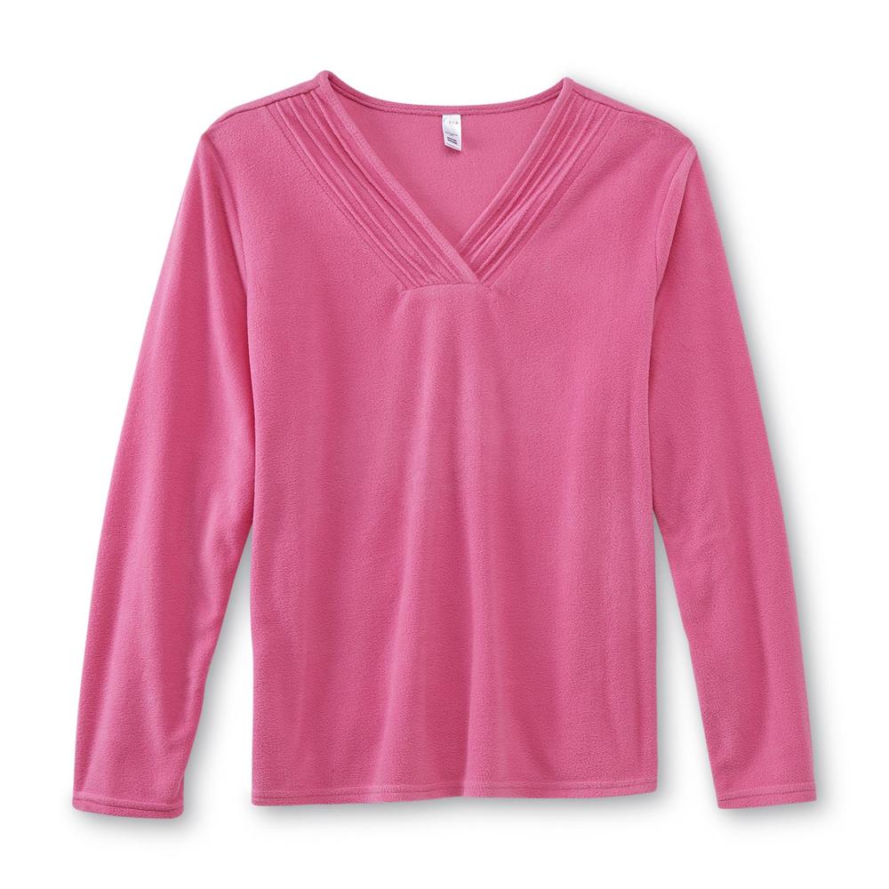 Pink K Women's Fleece Pajama Top & Pants - Polka Dot