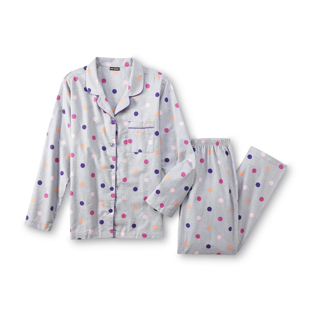 Joe Boxer Women's Flannel Pajama Top & Pants - Polka Dot