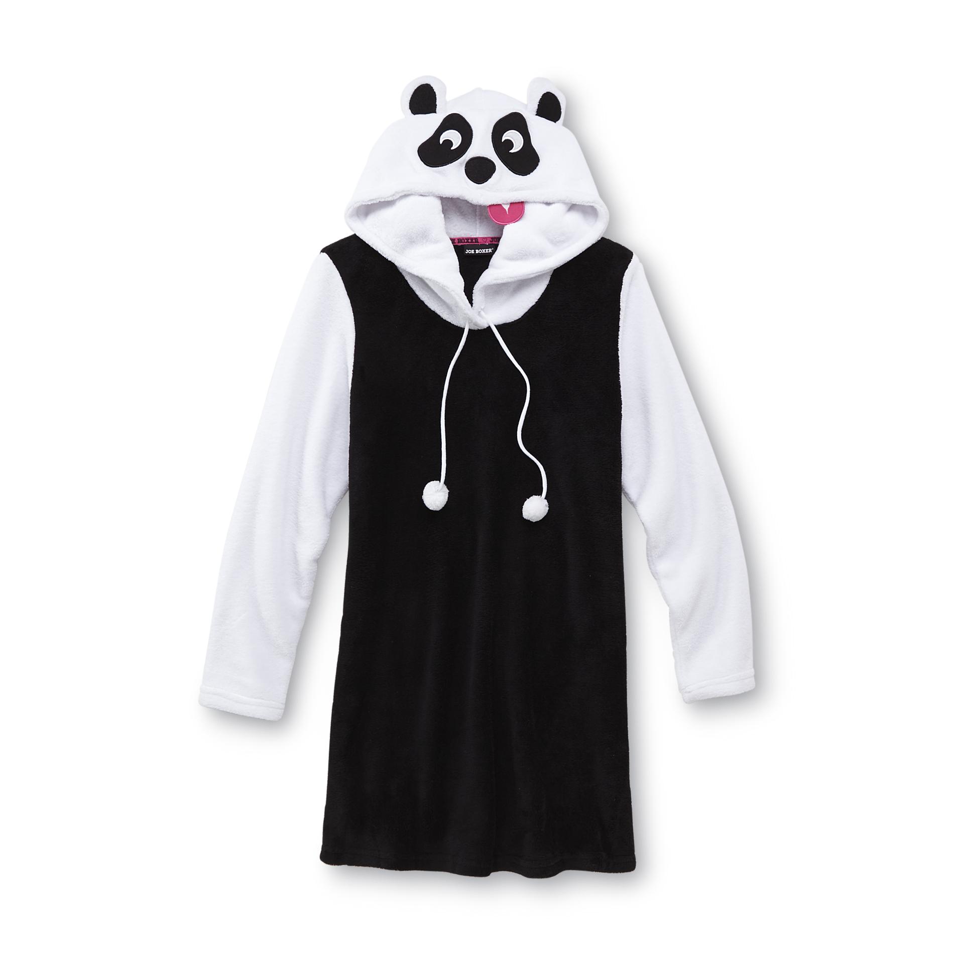 Joe Boxer Women's Plush Fleece Hooded Critter Lounger - Panda