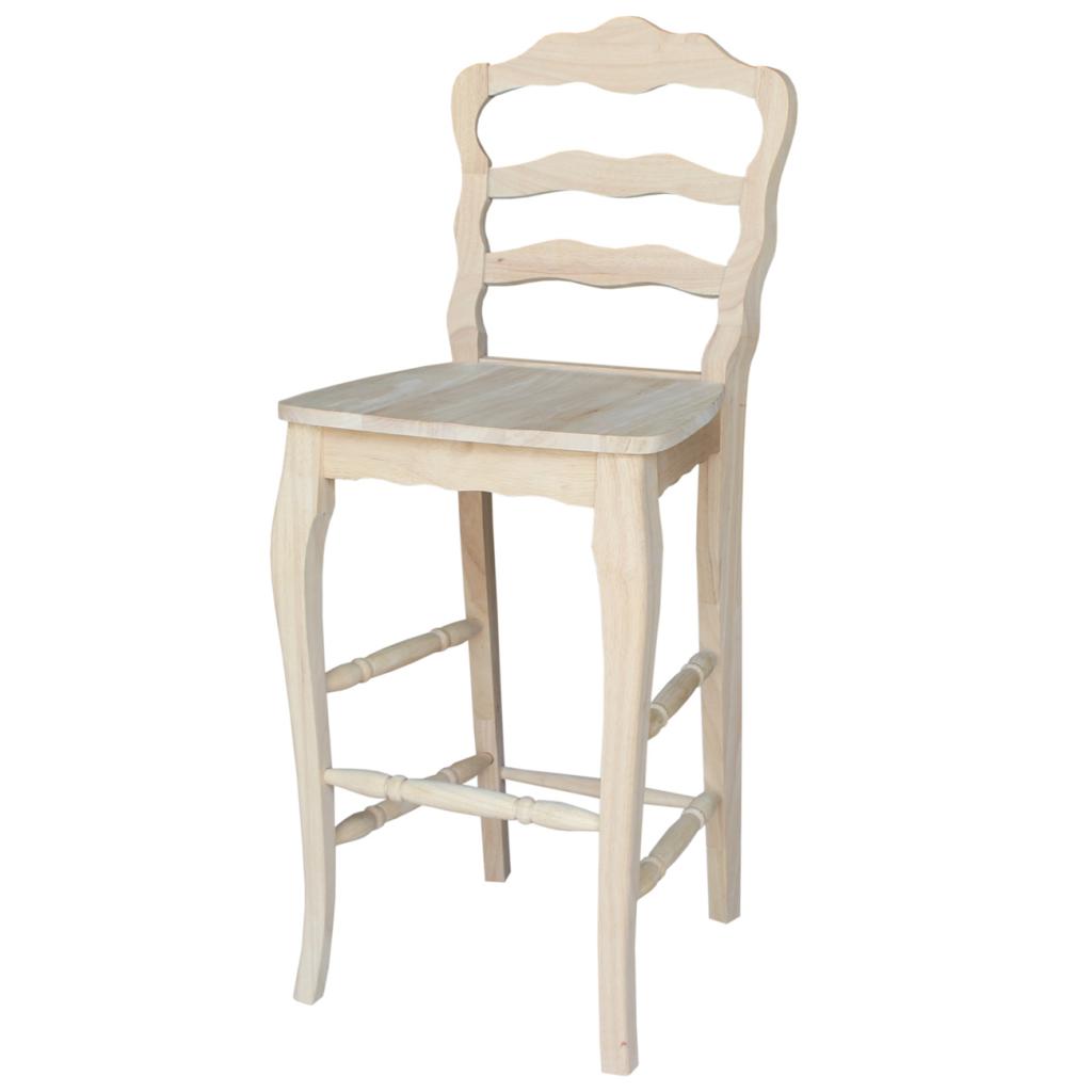 International Concepts 30 Inch Versailles Bar Height Stool, Unfinished