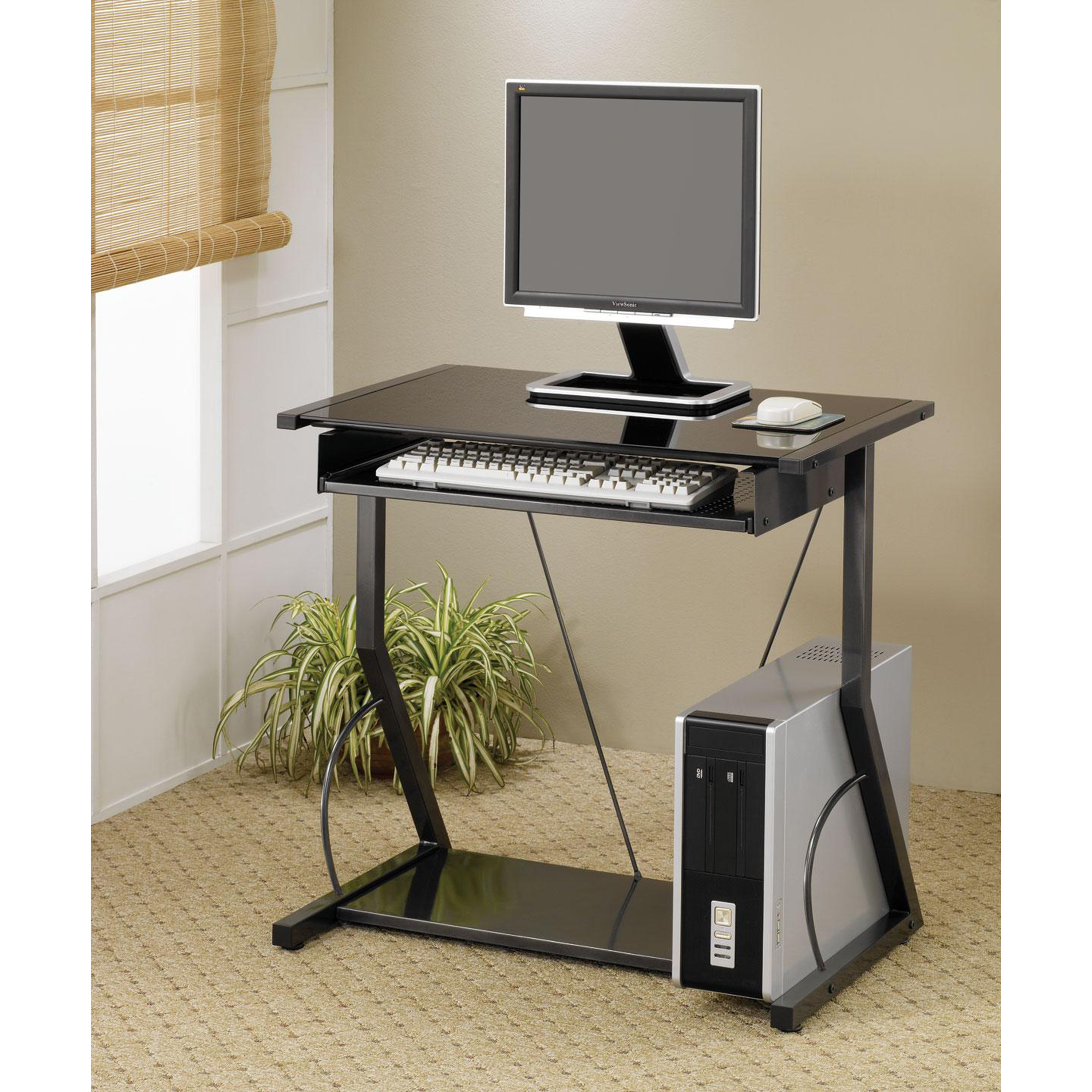Venetian Worldwide Burns Computer Desk in Black Finish Venetian Worldwide Burns Computer Desk in Black Finish