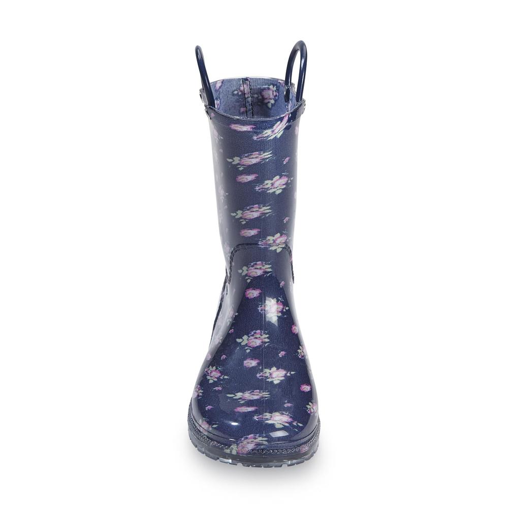 Yoki Girl's Ashley Navy/Floral Rain Boot