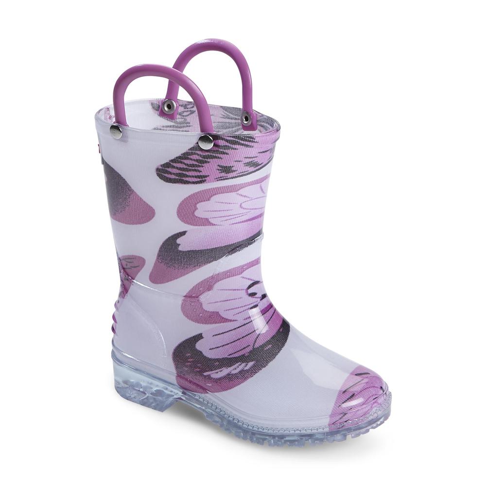 Yoki Toddler Girl's Butterfly White/Purple Rain Boots