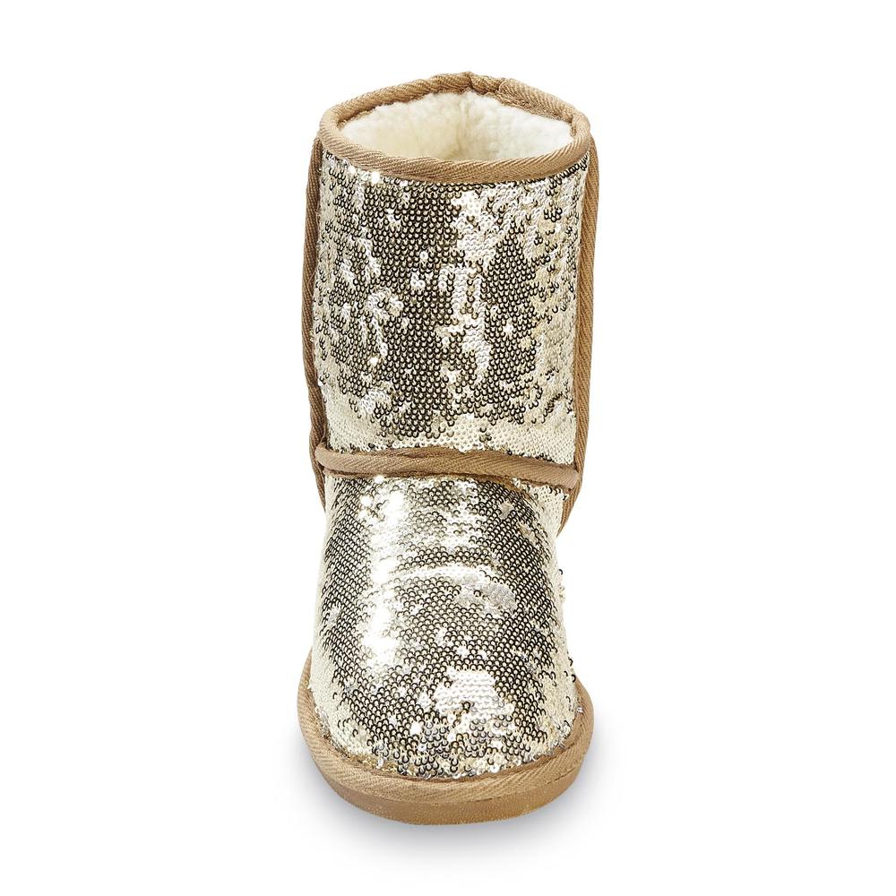 Bolaro Women's Quinn 7" Gold Sequined Fleece-Lined Fashion Boot
