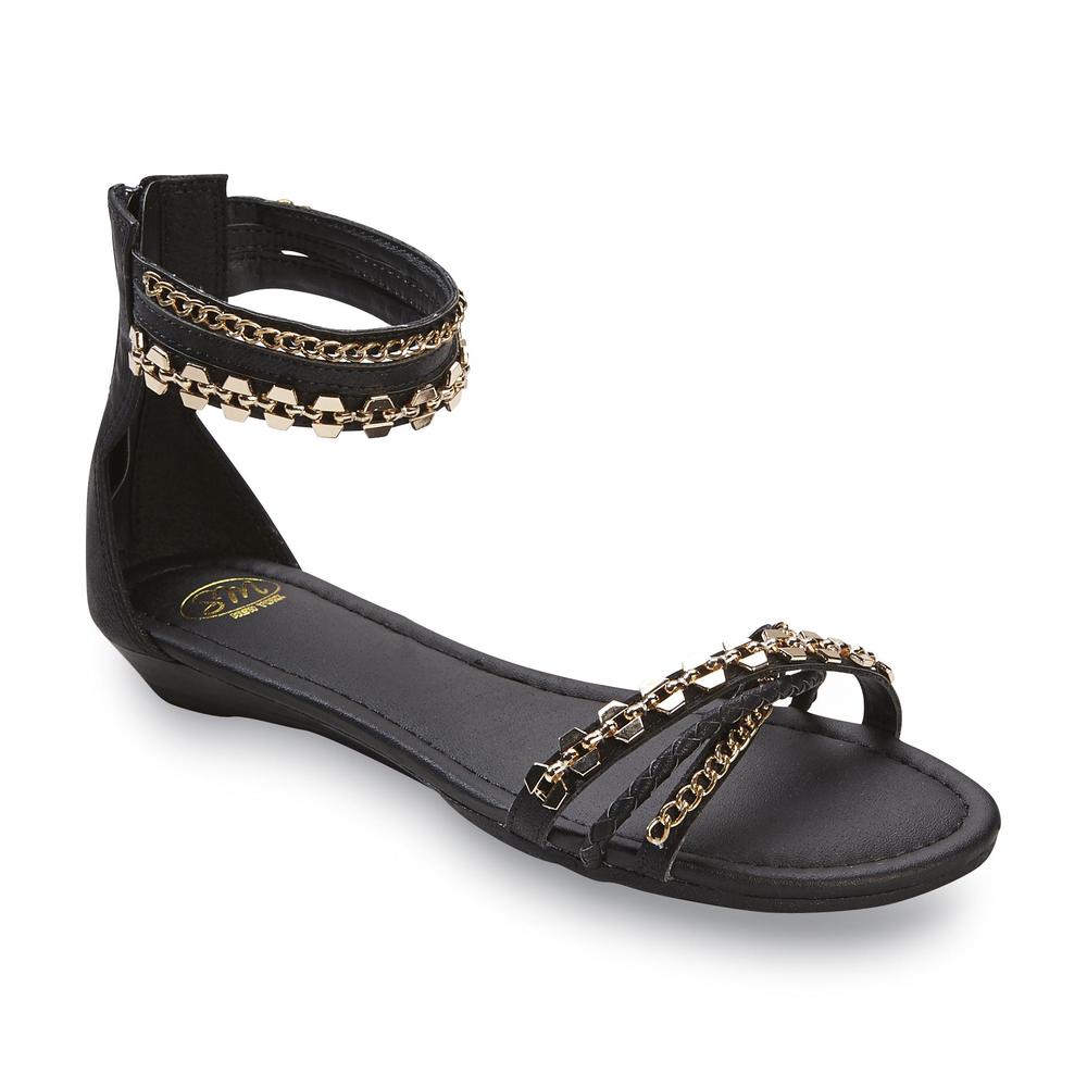 SM New York Women's Jewels Chained Gladiator Sandal - Black