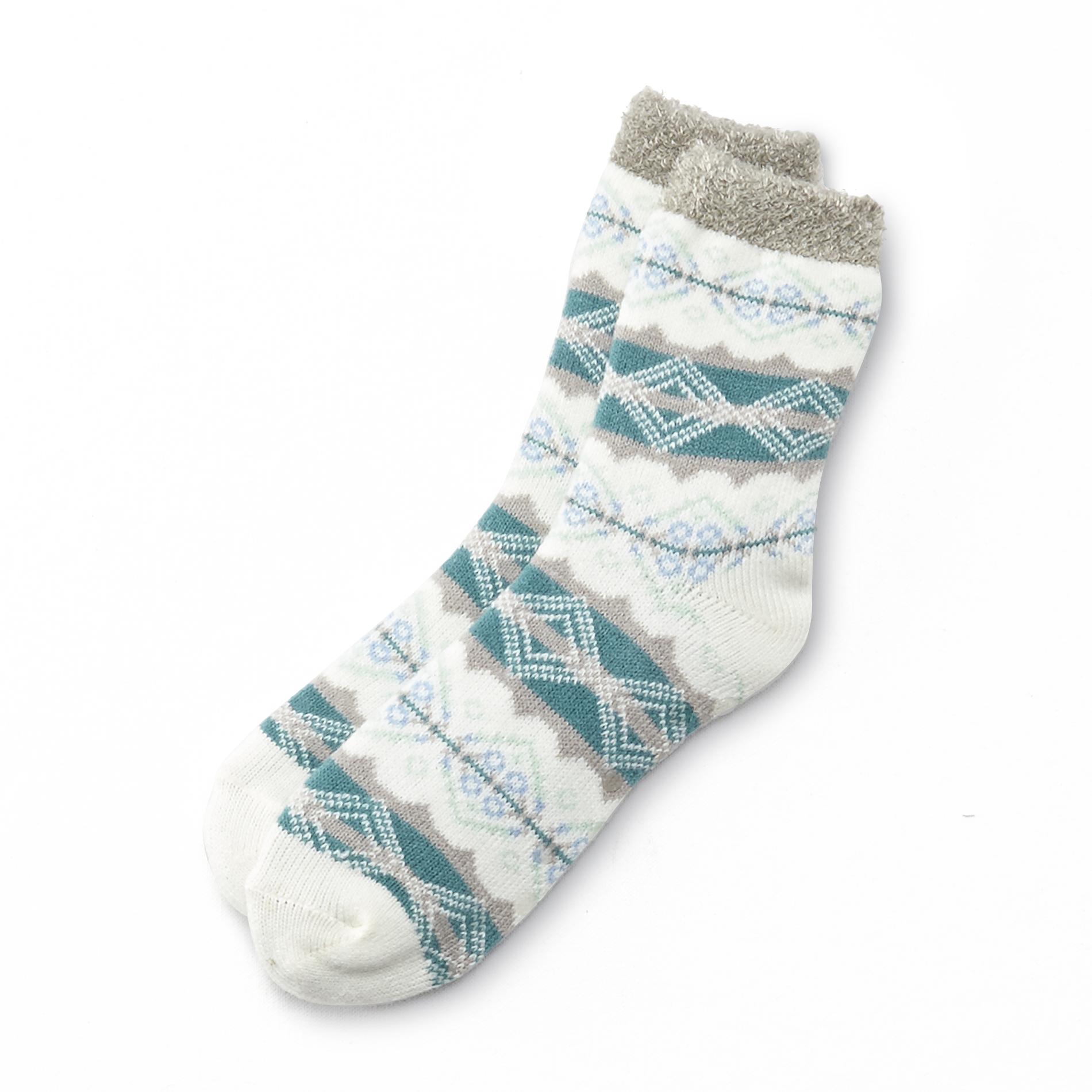 Studio S Women's Plush-Lined Slipper Socks - Fair Isle