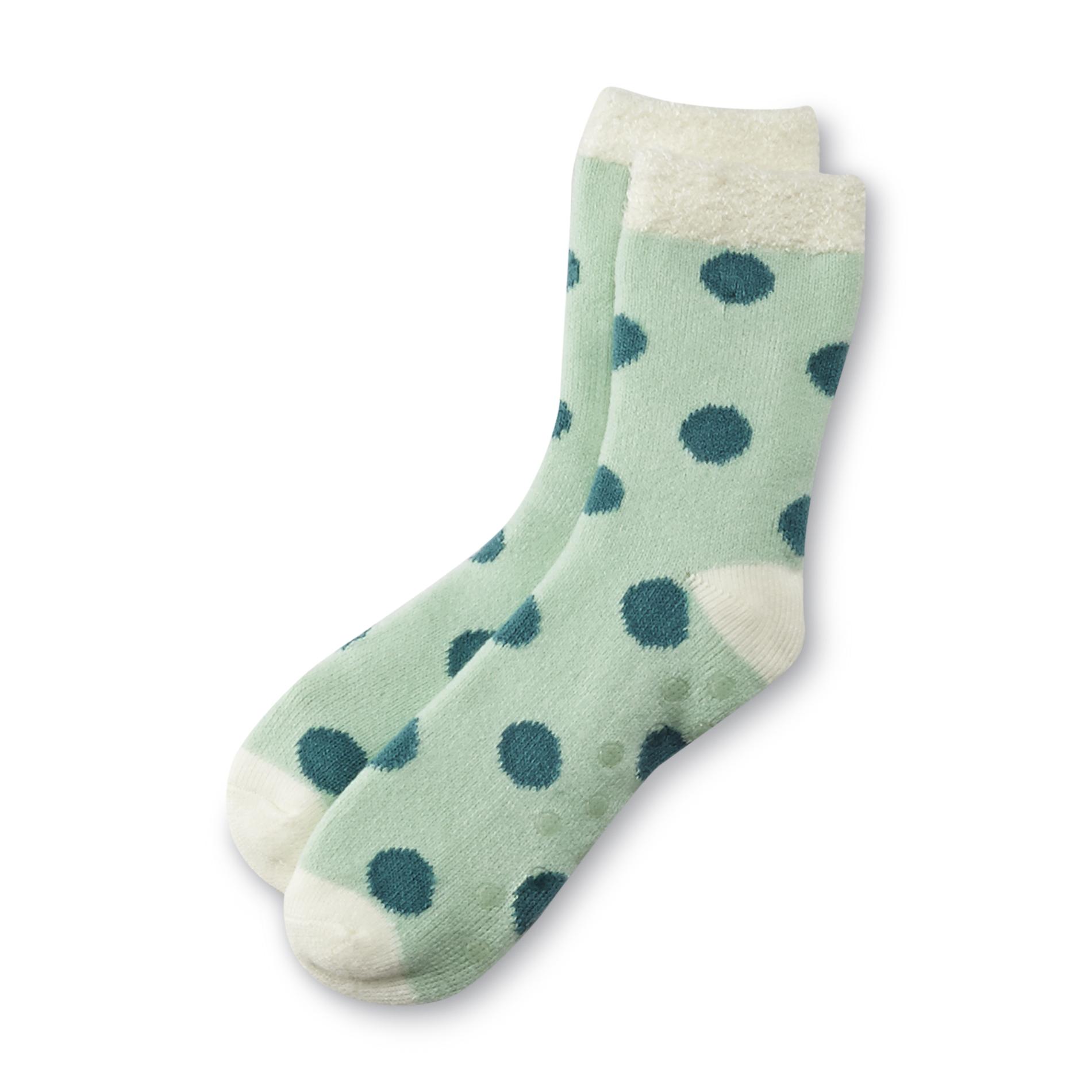 Studio S Women's Plush-Lined Slipper Socks - Polka Dot