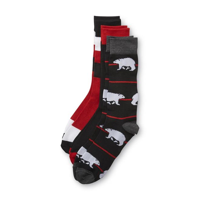 Joe Boxer Men's 3Pairs Holiday Crew Socks Polar Bears