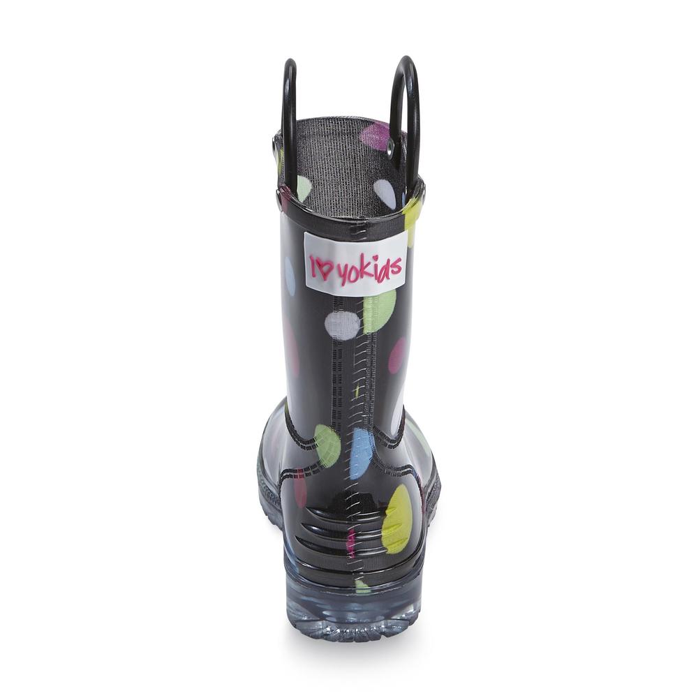 Yoki Toddler Girl's Bubble Black/Polka Dot Rain Boot