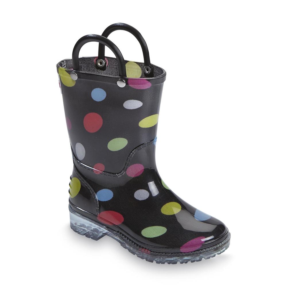 Yoki Toddler Girl's Bubble Black/Polka Dot Rain Boot