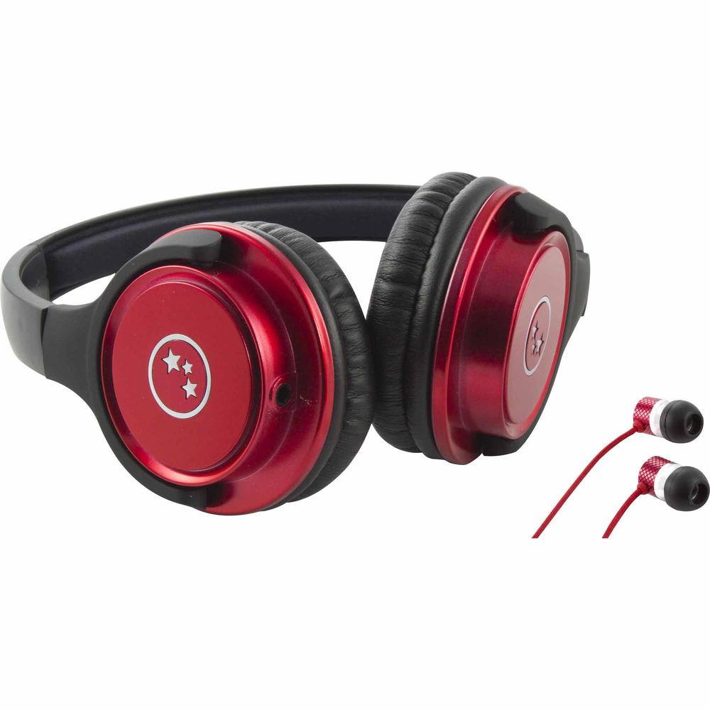 Able Planet SH180RDM-SI170RD Musician's Choice On-Ear Stereo Headphone/Sound Isolation Earphone Combo - Red