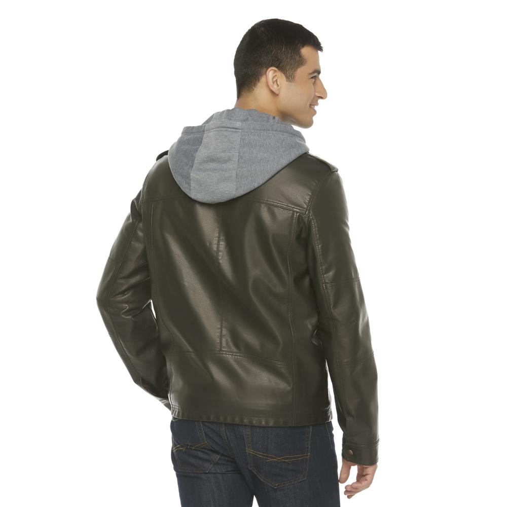 Levi's Men's Hooded Faux Leather Racer Jacket