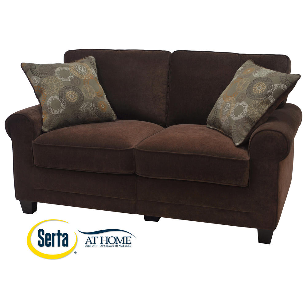 Serta RTA Trinadad Collection 61" Fabric Love Seat Sofa-Chocolate Brown