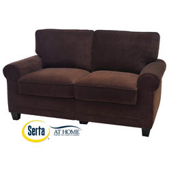 Serta Copenhagen 61" Loveseat - Pillowed Back Cushions and Rounded Arms, Durable Modern Upholstered Fabric - Brown