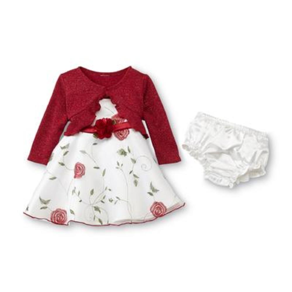 Youngland Newborn Girl's Chiffon Dress  Shrug & Diaper Cover - Floral