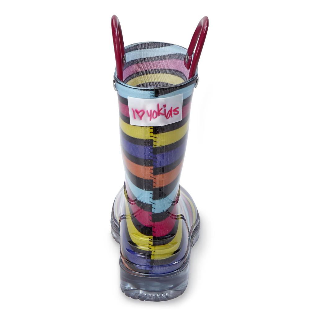Yoki Toddler Girl's Melinda Black/Striped Rain Boots