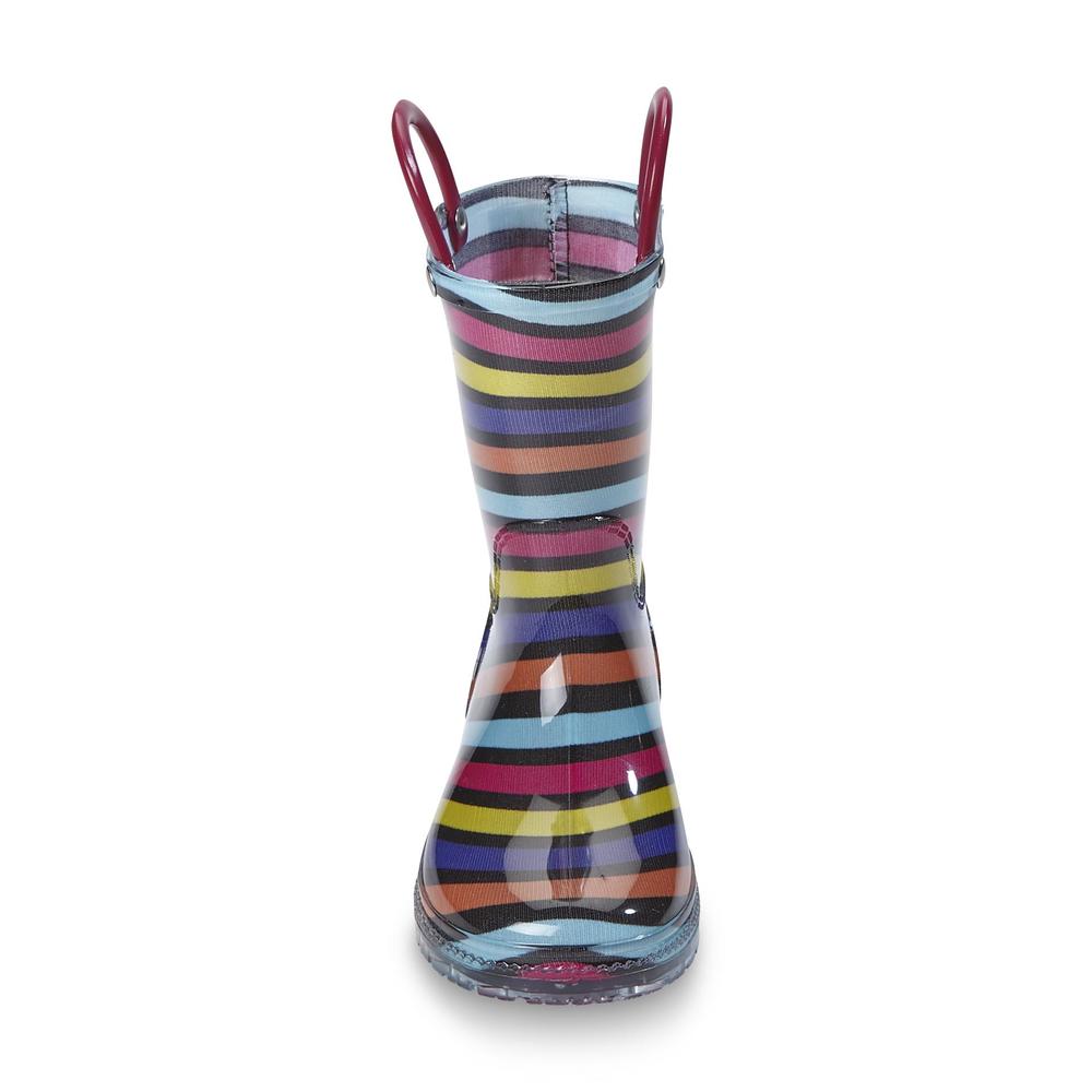 Yoki Toddler Girl's Melinda Black/Striped Rain Boots