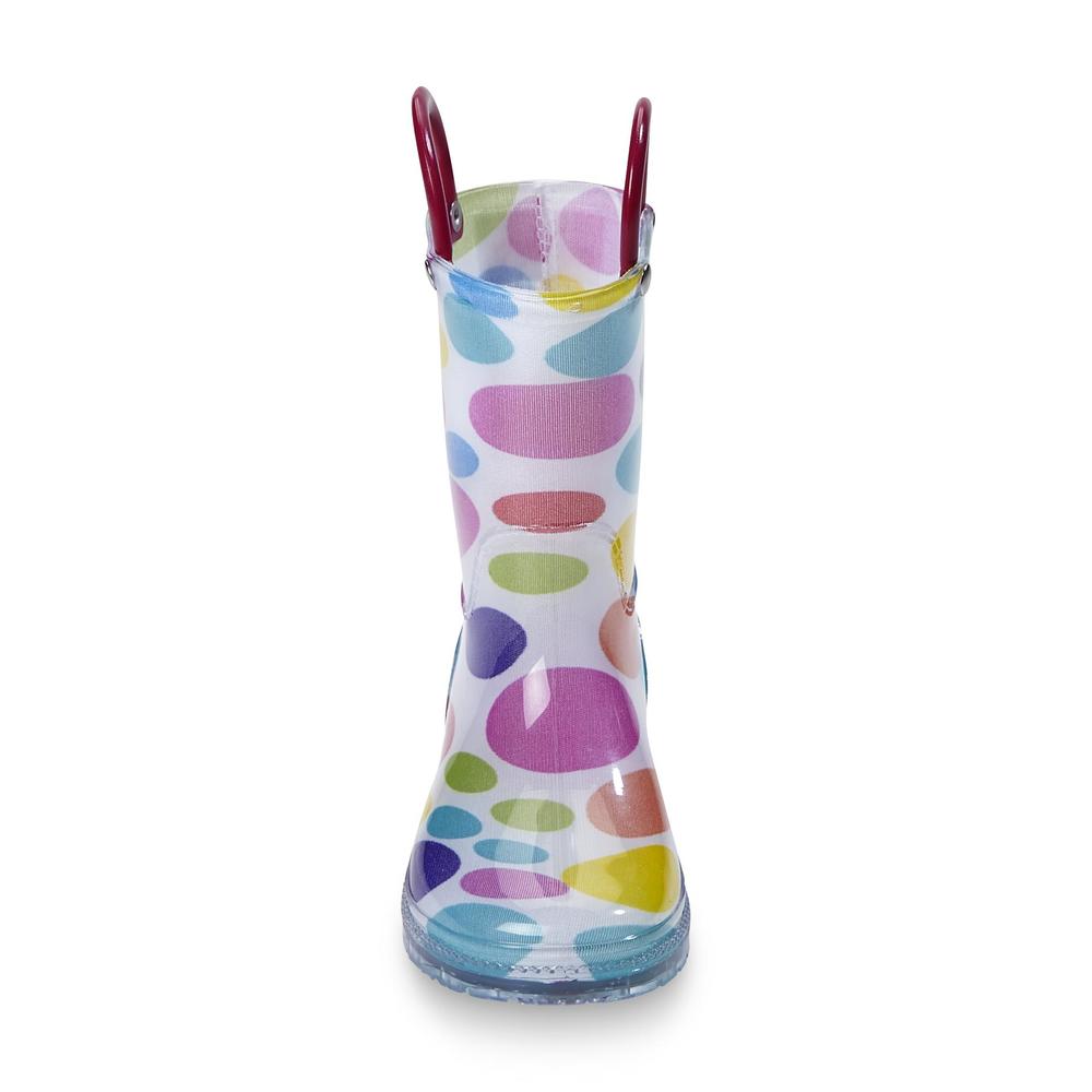 Yoki Toddler Girl's Dizzy White/Polka-Dot Rain Boot