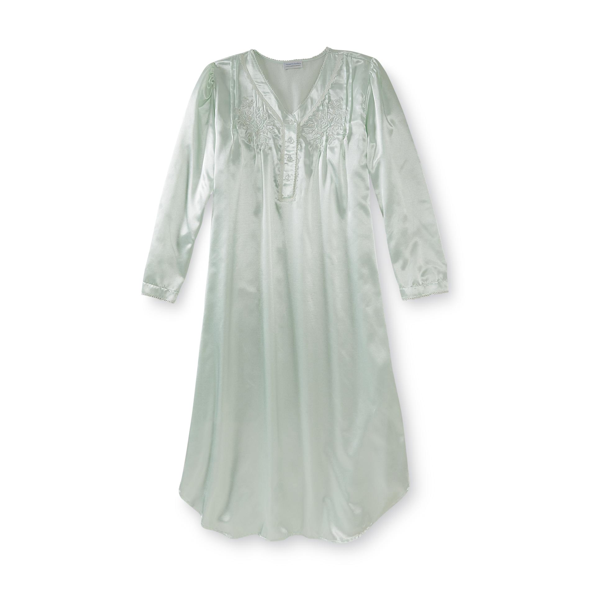 Heavenly Bodies by Miss Elaine Women's Long-Sleeve Satin Nightgown