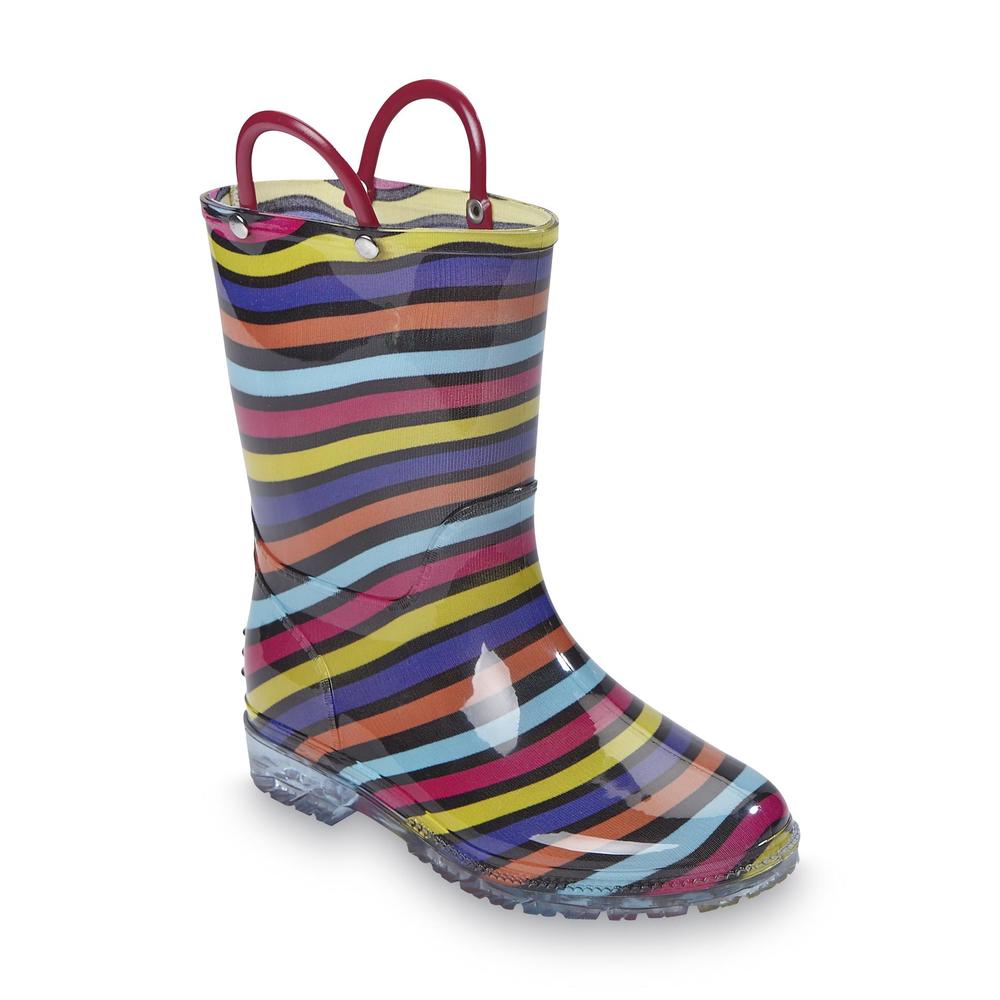 Yoki Girl's Melinda Black/Striped Rain Boot