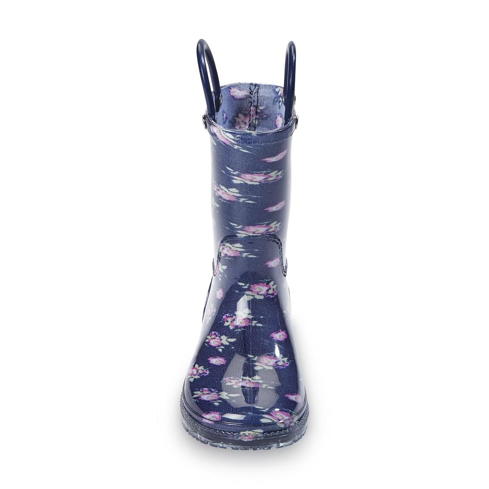 Yoki Toddler Girl's Ashley Navy/Floral Rain Boot