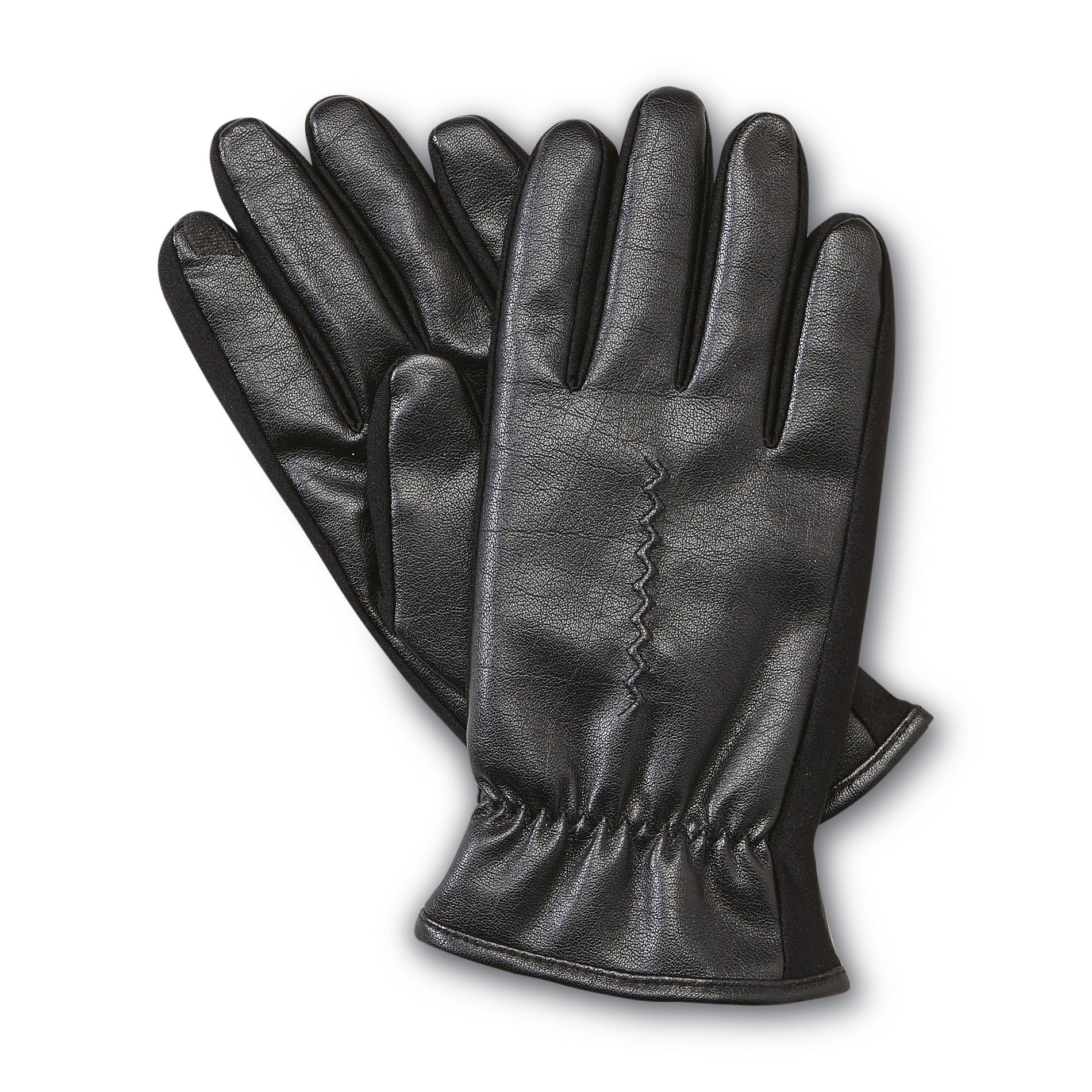 Isotoner Men's SmarTouch Faux Leather Tech Gloves