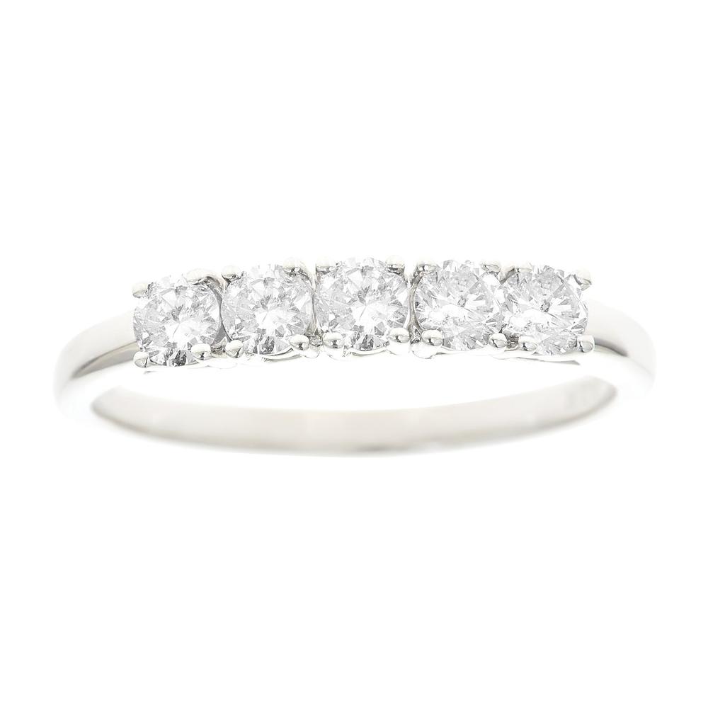 New York City Diamond District 14k white gold 5-stone 1/2 cttw diamond band ring