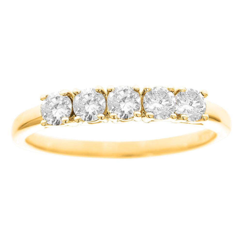 New York City Diamond District 14k yellow gold 5-stone 1/2 cttw diamond band ring