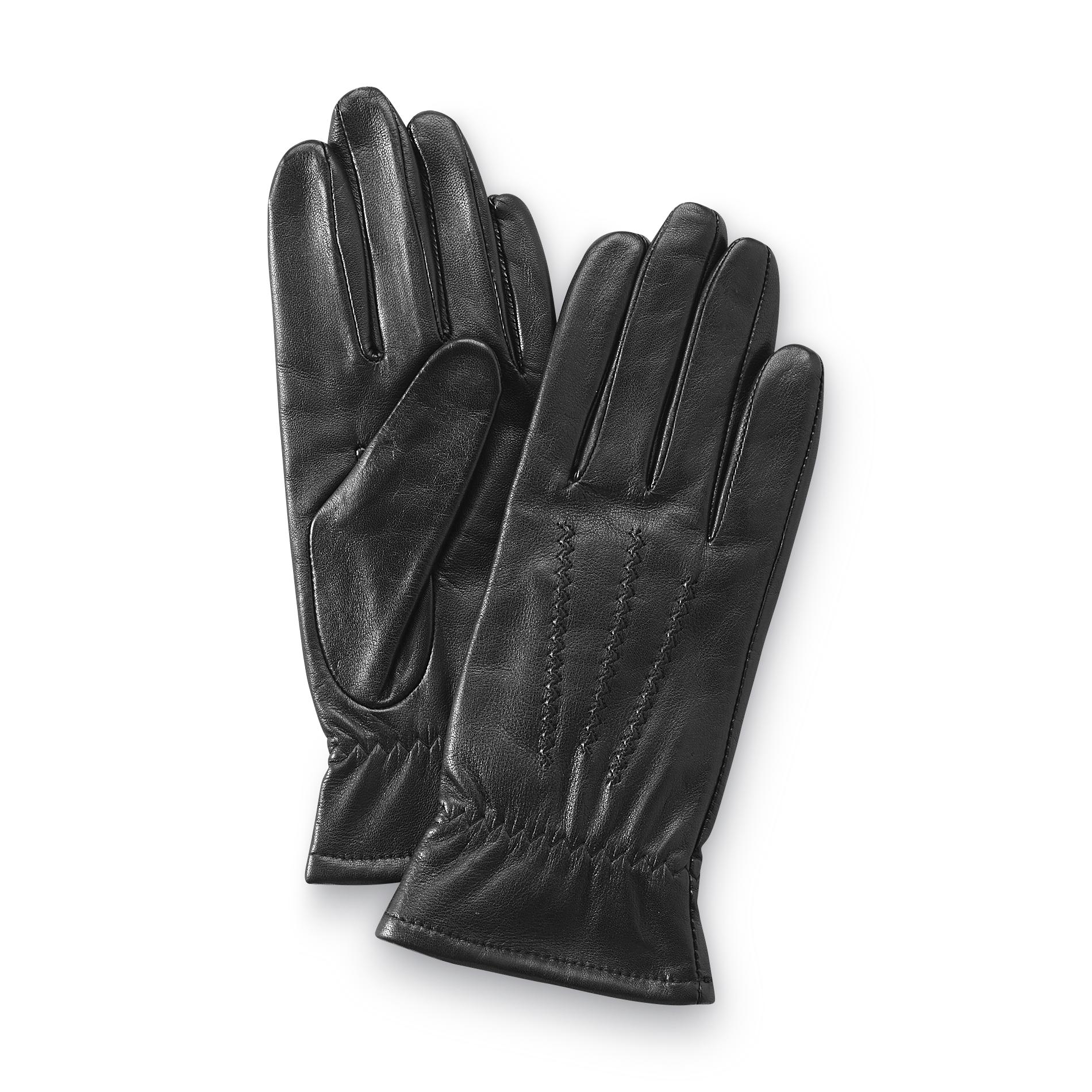 Jaclyn Smith Women's Lined Leather Gloves - Topstitched