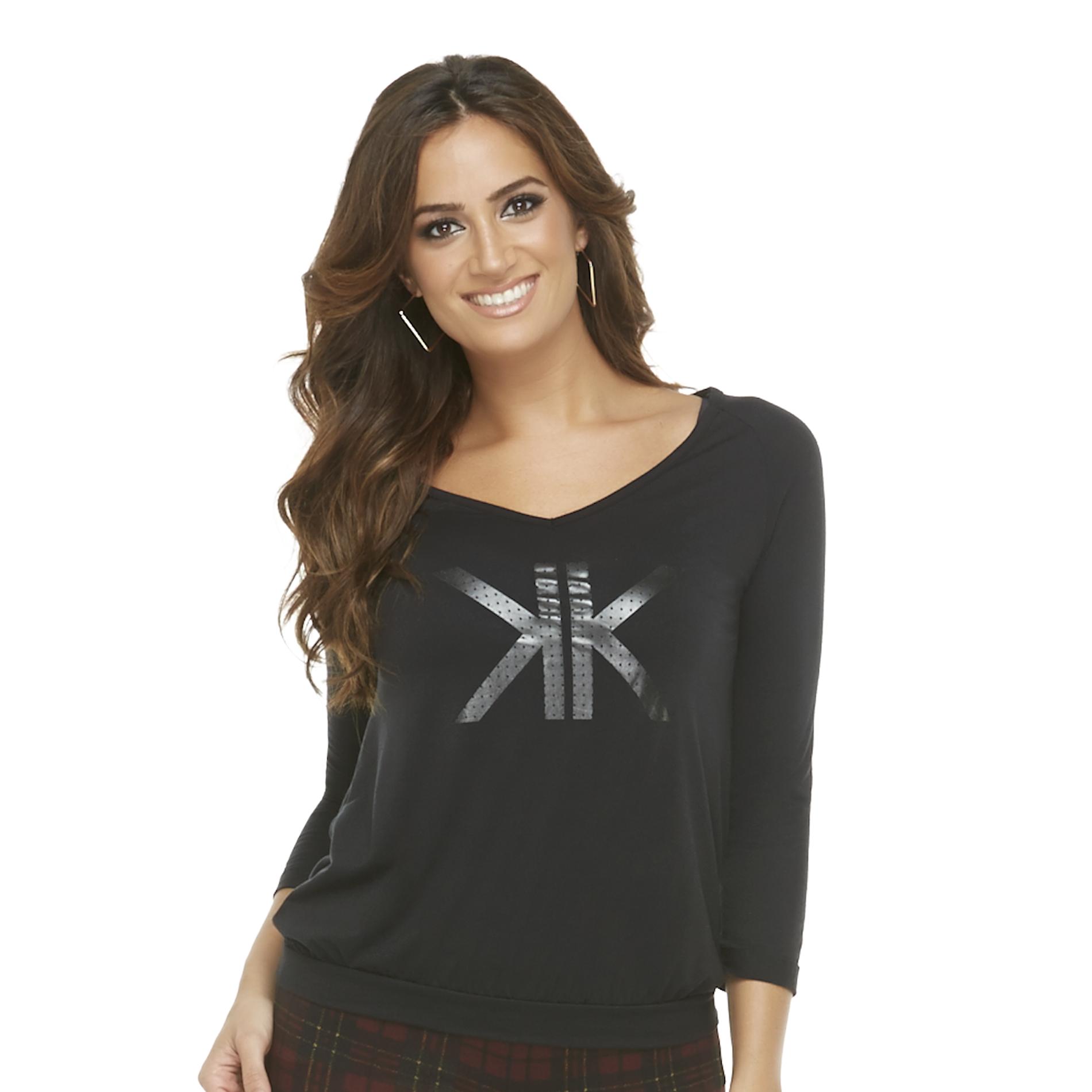 Kardashian Kollection Women's Long-Sleeve Graphic Shirt - Logo
