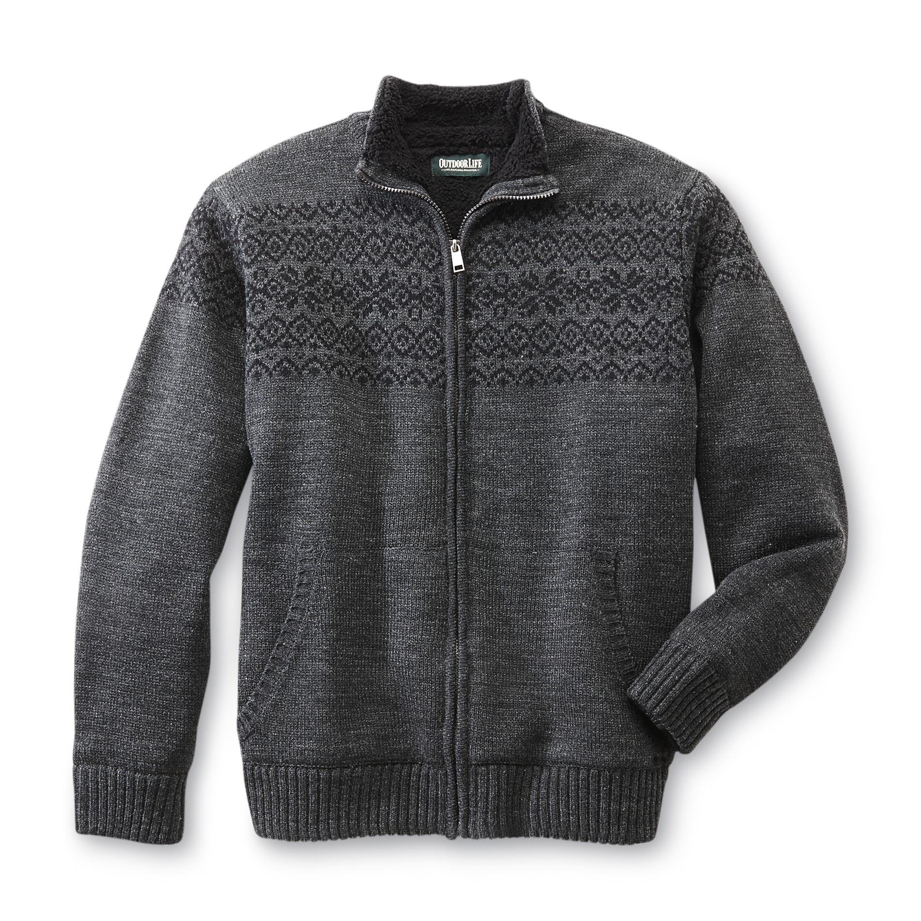 Outdoor Life Men's Fleece-Lined Sweater Jacket - Fair Isle