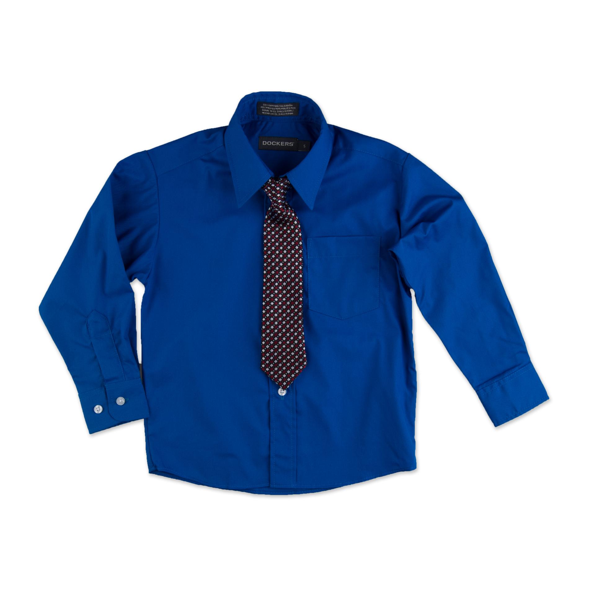 Dockers Boy's Dress Shirt & Necktie - Polka-Dot