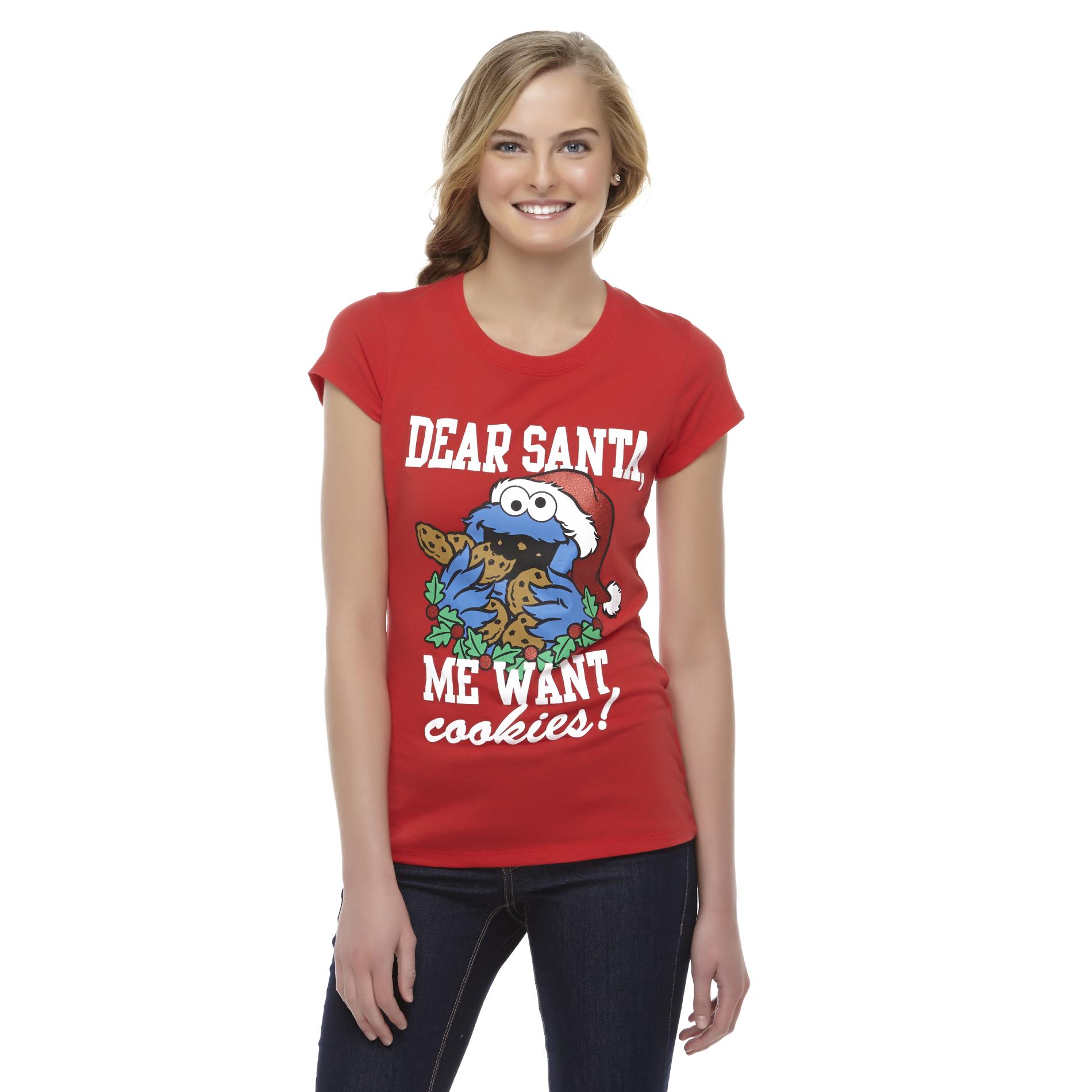 Sesame Street Junior's Christmas Graphic T-Shirt - Cookie Monster