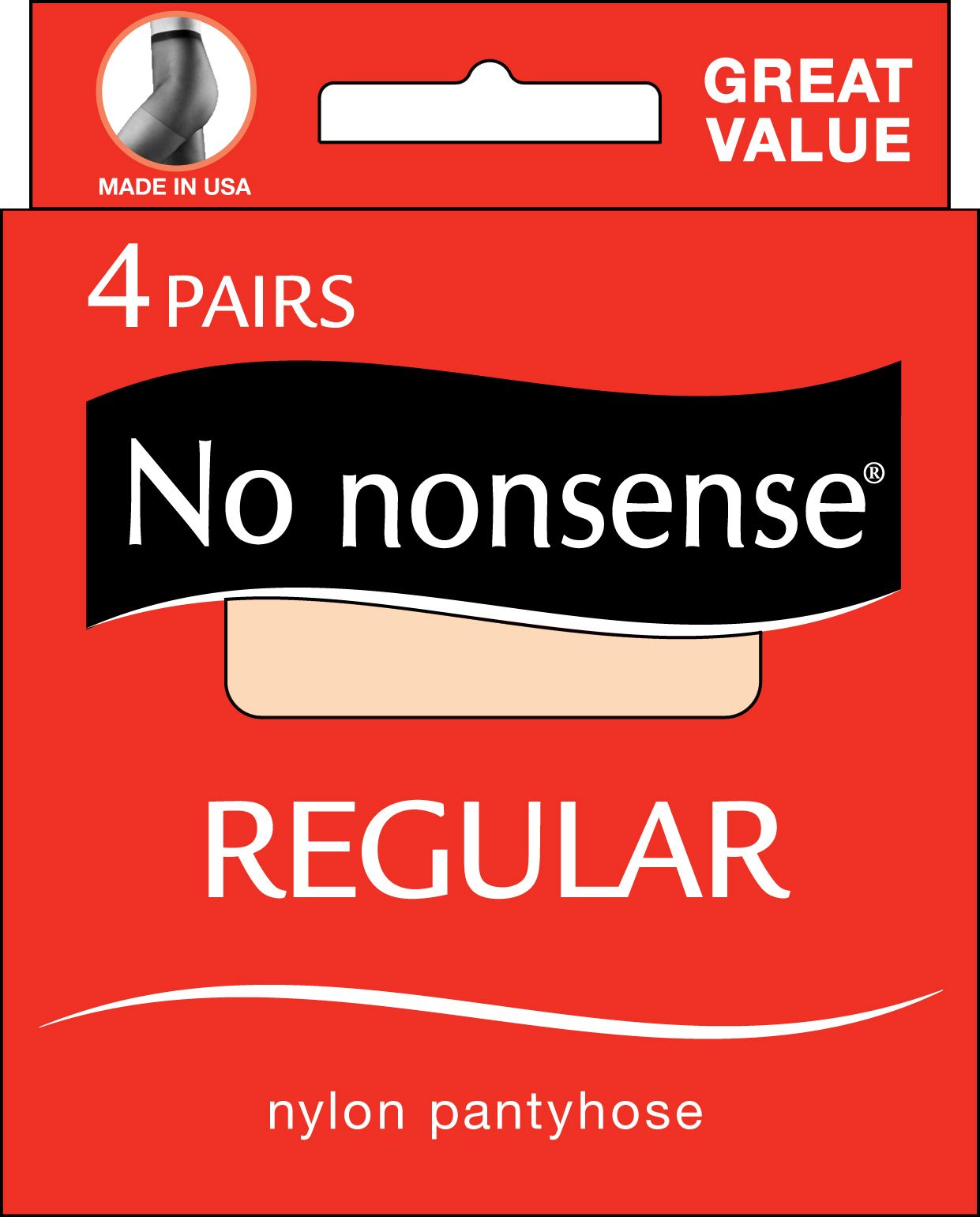 No Nonsense Women&#39;s Regular 4 Pair Value Pack Pantyhose