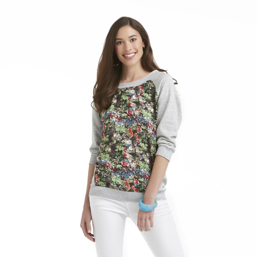 Bongo Junior's Chiffon-Front French Terry Knit Top - Floral