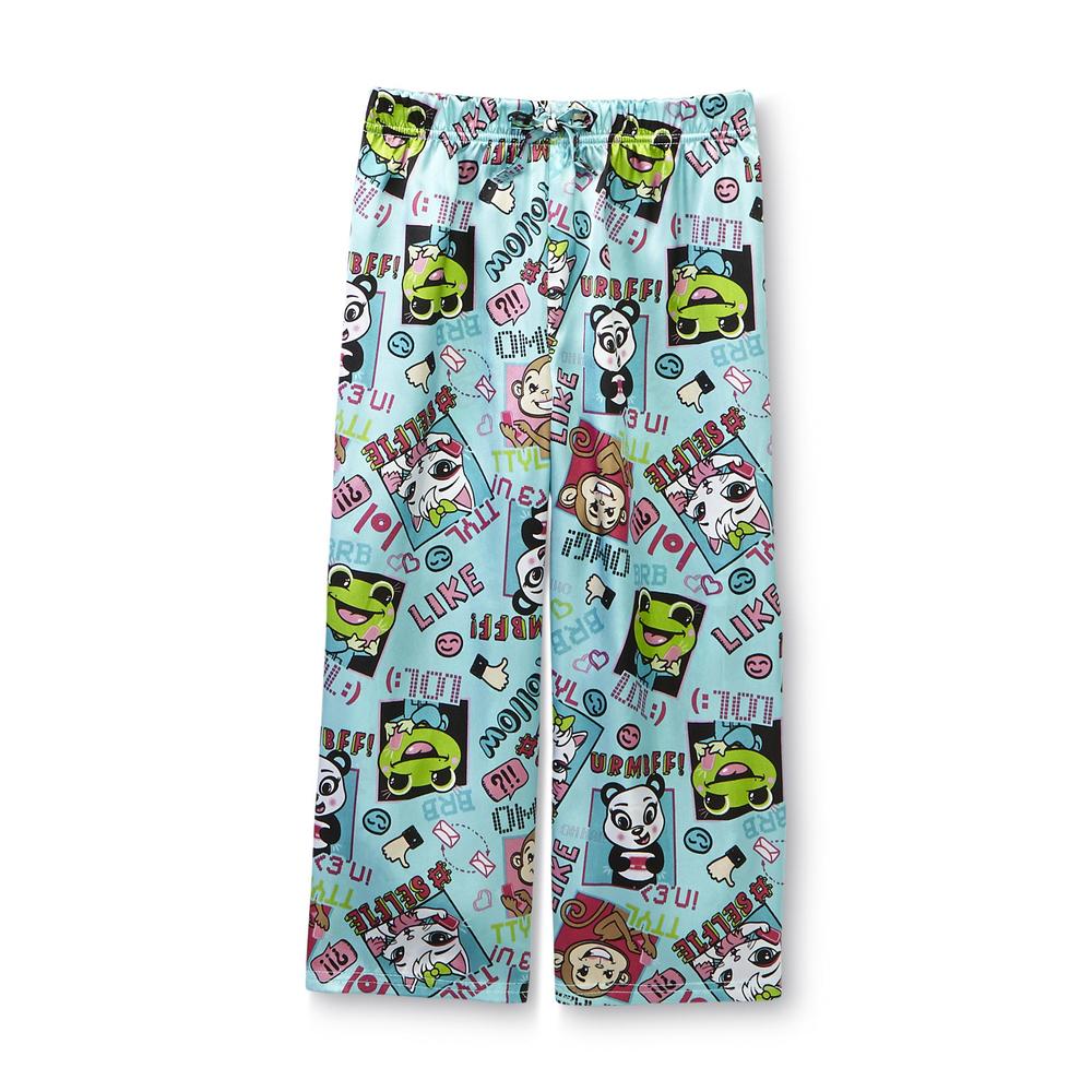Joe Boxer Girl's Pajama Shirt  Pants & Sleep Mask - Zebra Striped