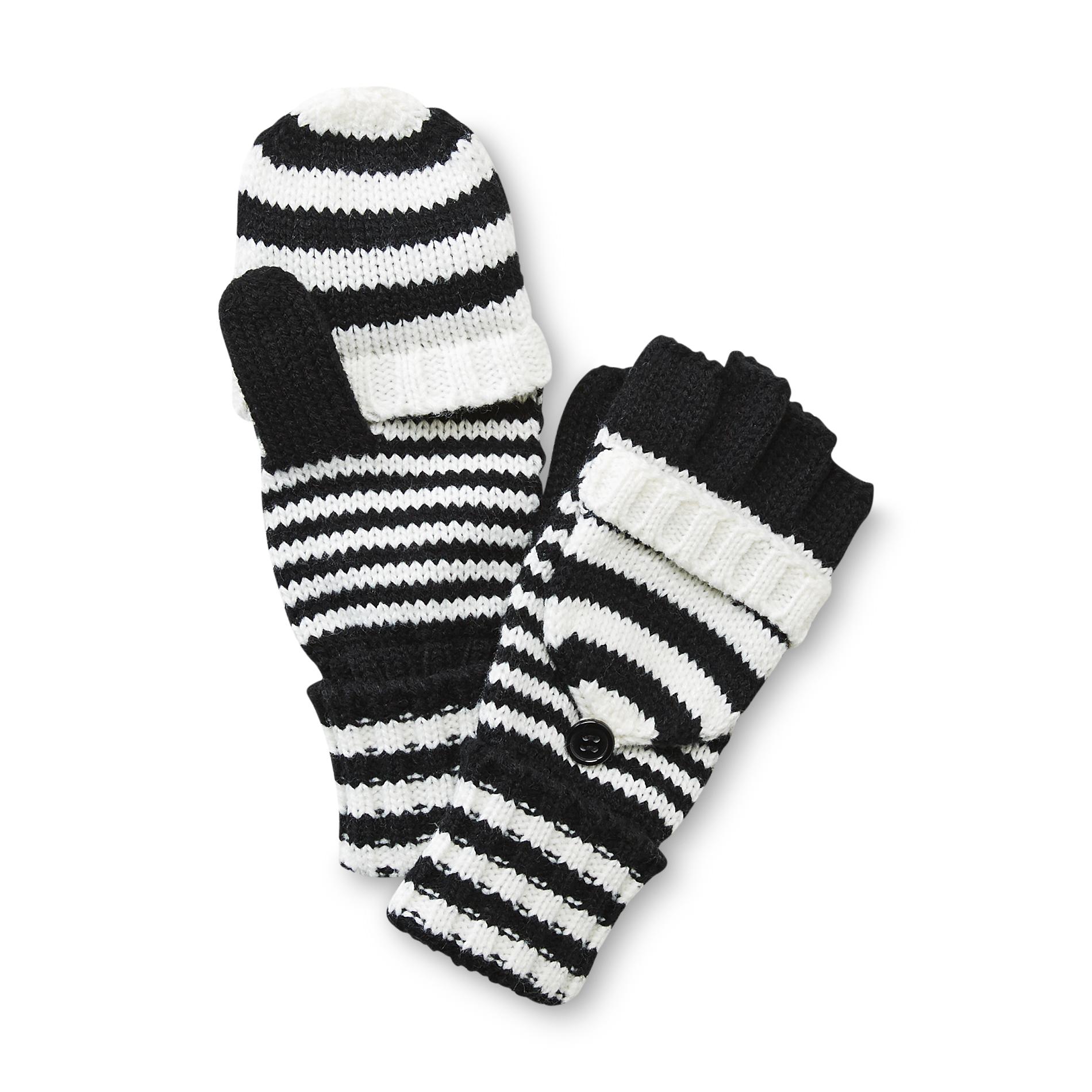 Joe Boxer Women's Flip-Top Knit Gloves - Striped