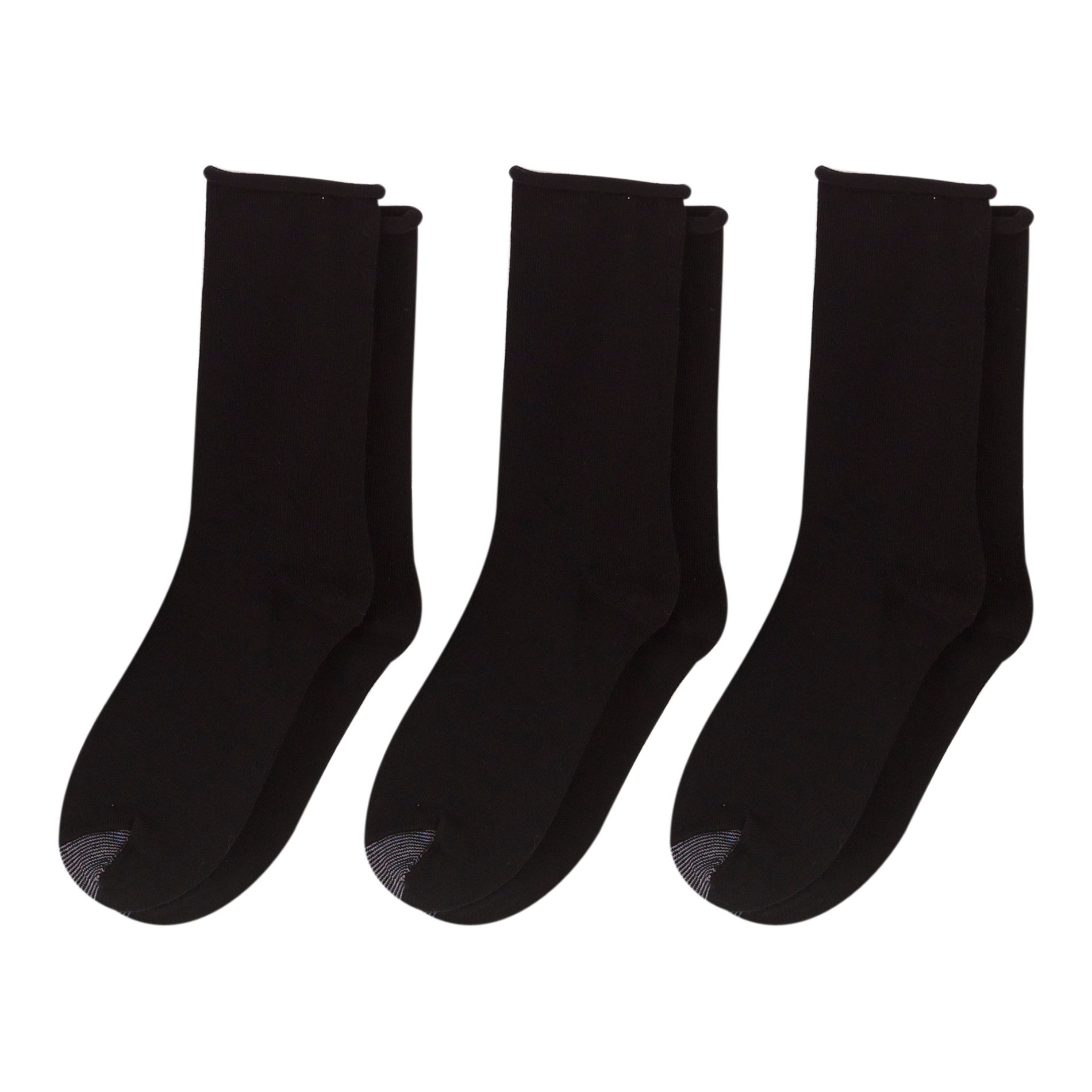 Silvertoe Plus Size 3pack Jersey Cotton Blend Roll Top Crew Sock
