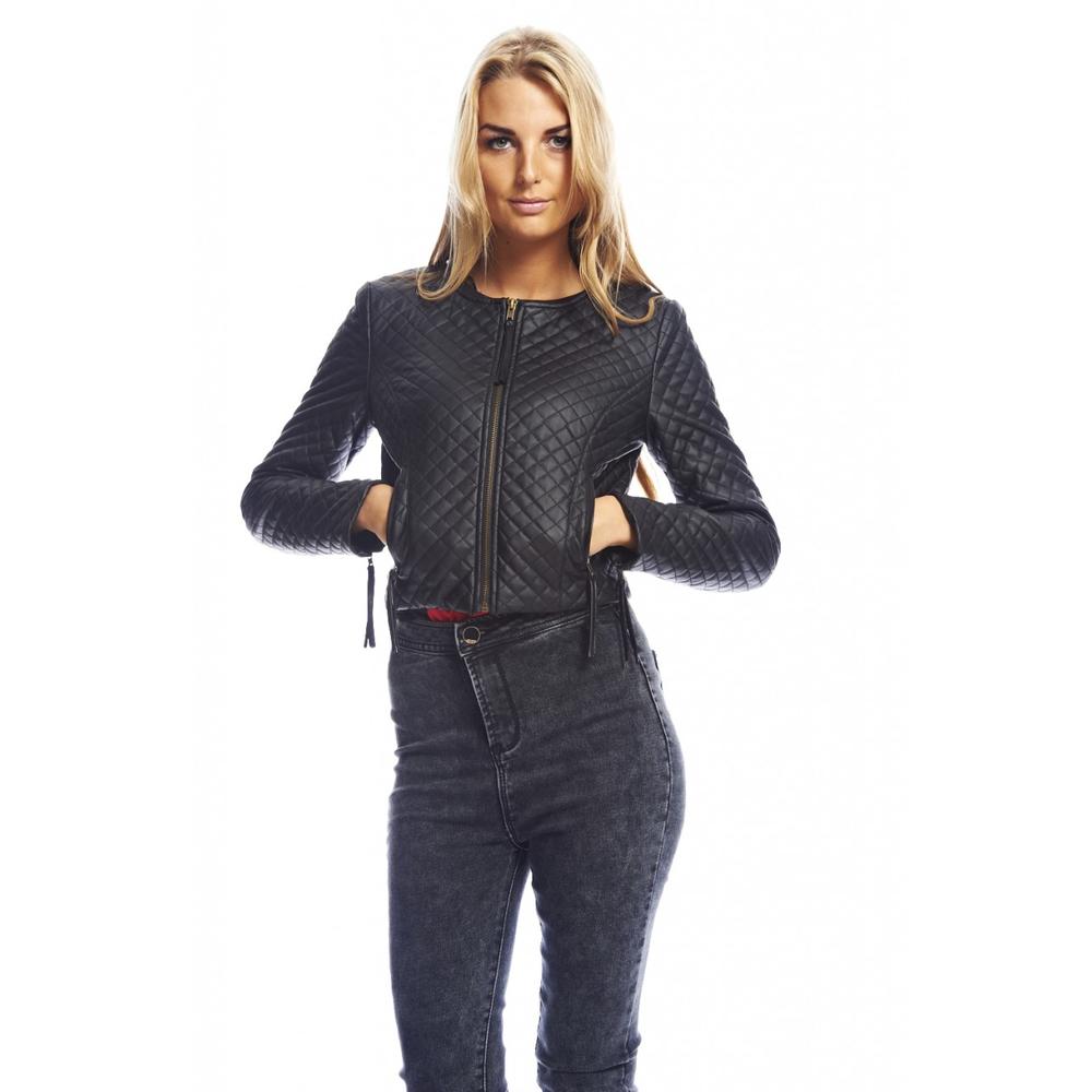 AX Paris Women's Quilted Faux Leather Jacket - Online Exclusive