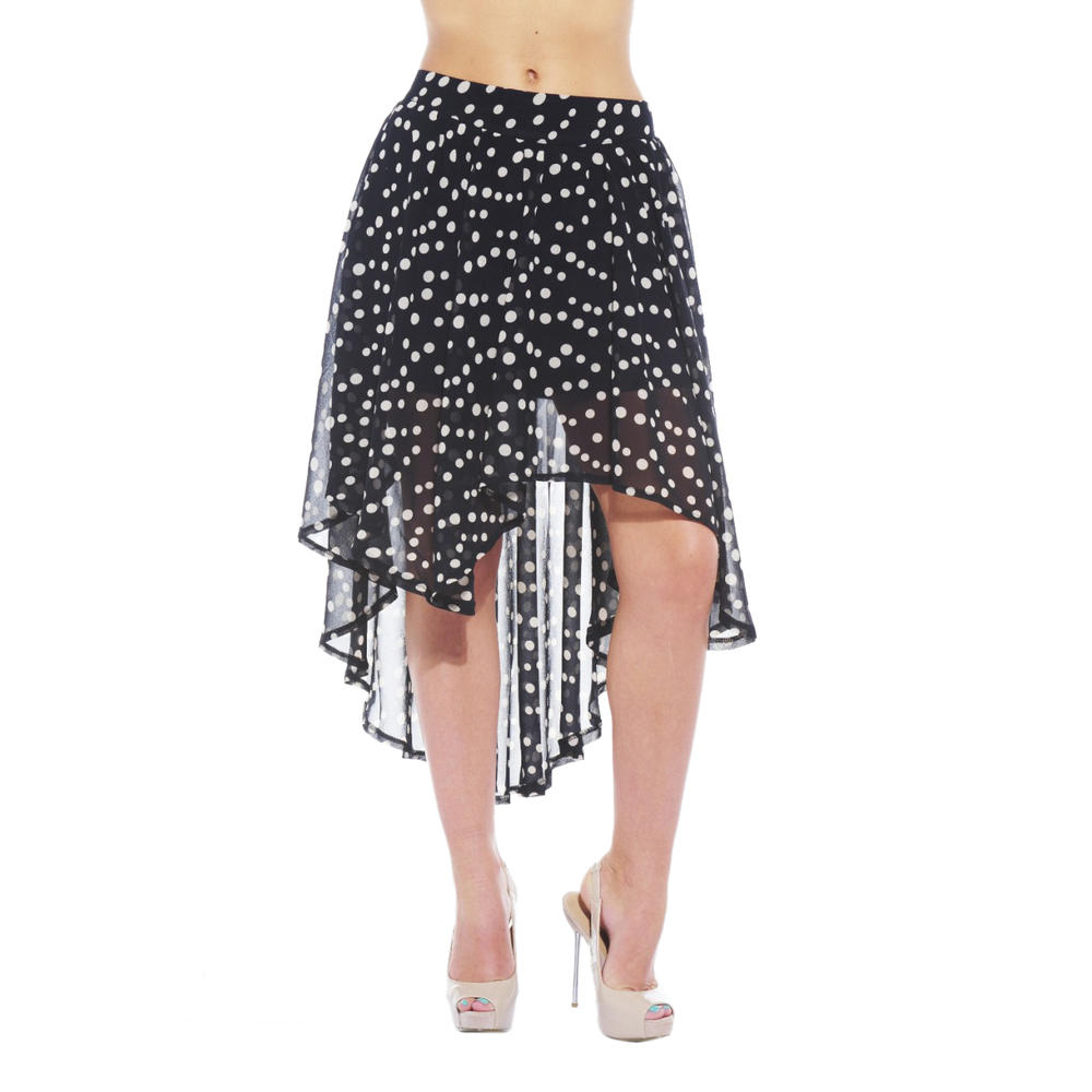 AX Paris Women's Chiffon Spot Drop Back Skirt - Online Exclusive