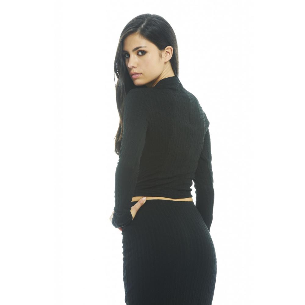 AX Paris Women's Knitted Long Sleeve Black Top - Online Exclusive