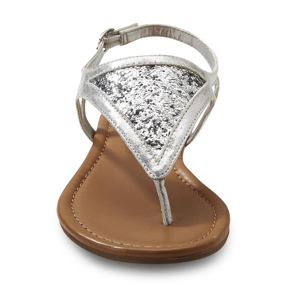 Personal Identity Women's Glitz Silver Thong Sandal