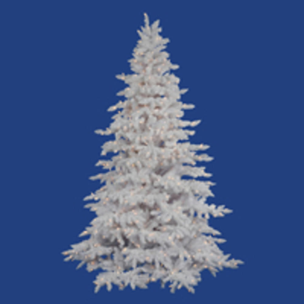 Vickerman 9' Flocked White Slim Tree with 550 LED Warm White Italian Lights